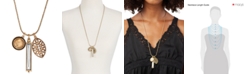 Lucky Brand Gold-Tone Crystal and Cutout Charm Necklace